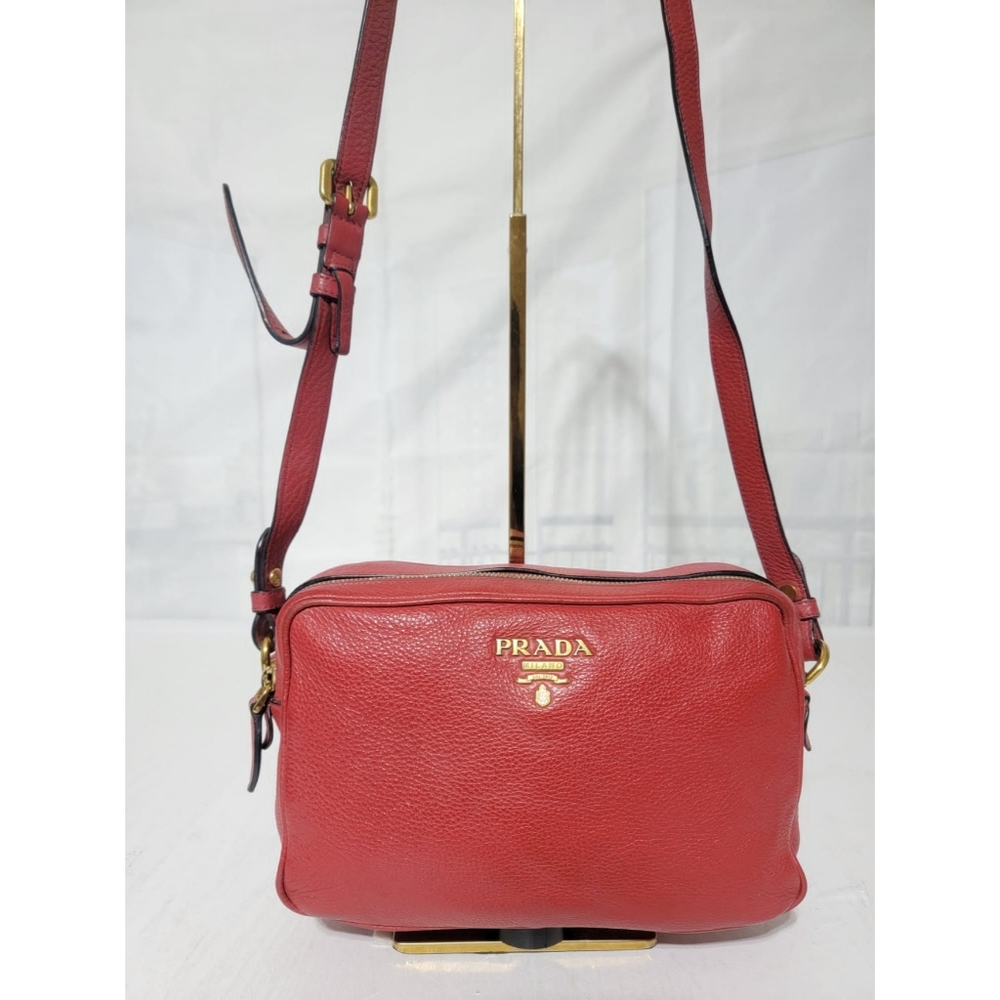 Authentic PRADA Vitello pocket Phenix Camera Bag Rosso - Picture 6 of 16